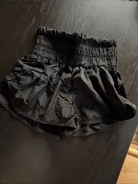 FP Movement by Free People Black Smocked Waist Ruffle Skort Shorts